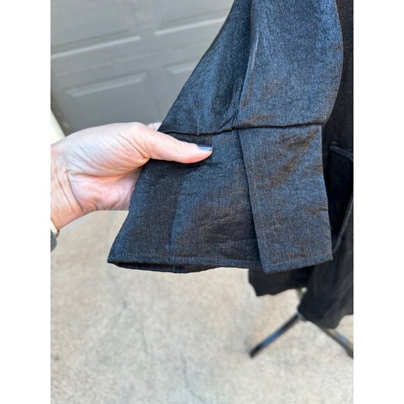 Urban Mango Black Shimmer Button-Up Jacket Tunic Evening Formal Lagenlook Artsy - Picture 9 of 11